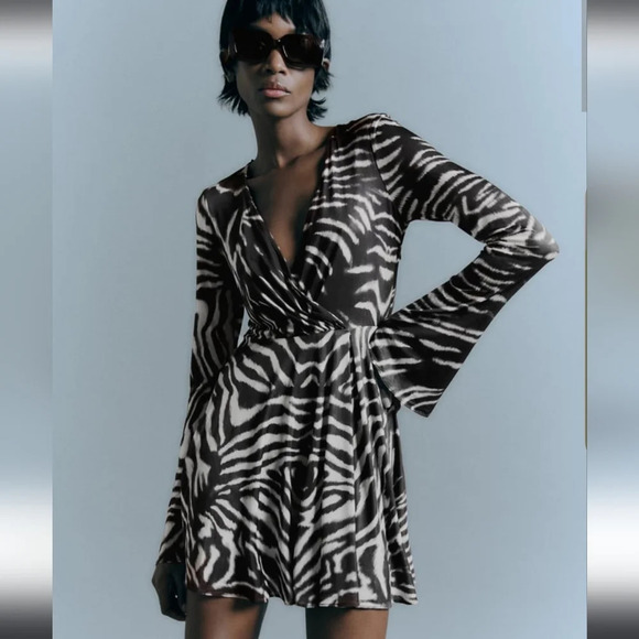 Zara Zebra Printed Dress NWT - Picture 1 of 12